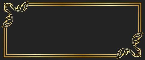 Vintage frame, Thai pattern frame, gold name plate on a black background. vector