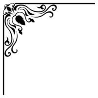 Thin line vintage corner. Medieval period of the Victorian dynasty. Fancy black monogram frame design element abstract icon collection Flower simple symbol vector