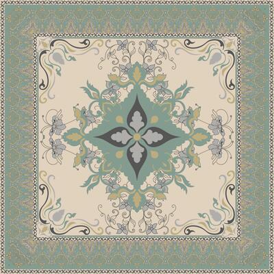 Oriental Persian Floral Pattern Floor Rug patterned carpet Square carpet pattern, mat, scarf