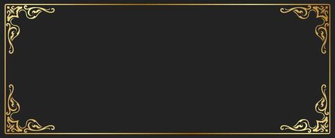 Vintage frame, Thai pattern frame, gold name plate on a black background. vector