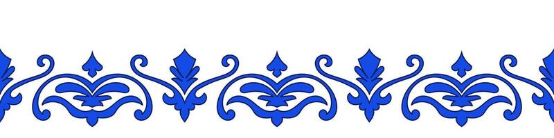 Blue abstract brush border of fabric and carpet pattern vector
