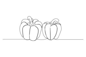 Simple hand-drawn capsicum continuous line art drawing. vector