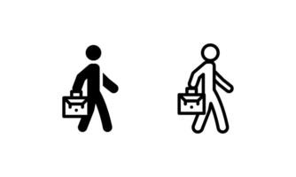 working person or business person icon, illustration with outline and glyph style vector