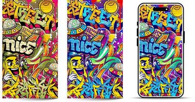 Graffiti wallpaper illustration. Vibrant and different colorful decorative with scribbles, tagging, drips for many purposes vector