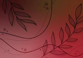 Red natural leaf tropical line curve soft background vector