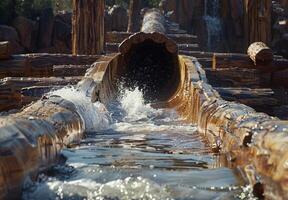 A scenic log flume ride with a dramatic splashdown at the end photo