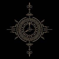 mysterious golden nordic clock symbol design vector