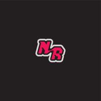 dynamic line monogram logo cool esport concept NR bold sporty gaming style letter vector