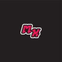 dynamic line monogram logo cool esport concept MX bold sporty gaming style letter vector
