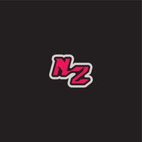 dynamic line monogram logo cool esport concept NZ bold sporty gaming style letter vector