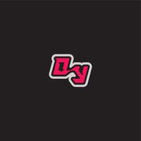dynamic line monogram logo cool esport concept OY bold sporty gaming style letter vector