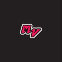 dynamic line monogram logo cool esport concept MV bold sporty gaming style letter vector