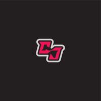 dynamic line monogram logo cool esport concept CJ bold sporty gaming style letter vector