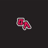 dynamic line monogram logo cool esport concept QA bold sporty gaming style letter vector