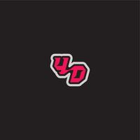 YD letter cool esport concept bold sporty gaming style dynamic line monogram logo vector