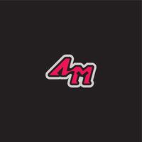 dynamic line monogram logo cool esport concept AM bold sporty gaming style letter vector
