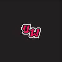 cool esport concept UW dynamic line monogram logo letter bold sporty gaming style vector