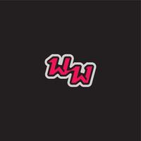 cool esport concept WW dynamic line monogram logo letter bold sporty gaming style vector