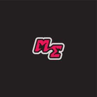 dynamic line monogram logo cool esport concept ME bold sporty gaming style letter vector