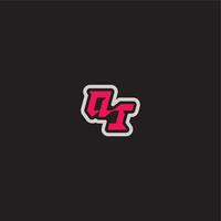 dynamic line monogram logo cool esport concept QI bold sporty gaming style letter vector