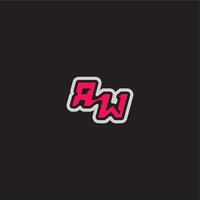 dynamic line monogram logo cool esport concept RW bold sporty gaming style letter vector