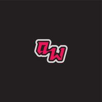 dynamic line monogram logo cool esport concept QW bold sporty gaming style letter vector