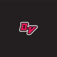 dynamic line monogram logo cool esport concept OV bold sporty gaming style letter vector