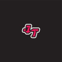 bold sporty gaming style dynamic line monogram logo letter cool esport concept JT vector
