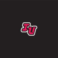 bold sporty gaming style dynamic line monogram logo letter cool esport concept IU vector