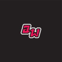 bold sporty gaming style dynamic line monogram logo letter cool esport concept GW vector