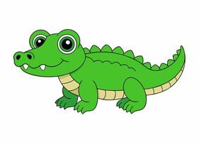 Cute crocodile with a playful design, sharp teeth, textured skin, and vivid green color. vector