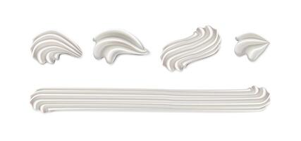 3d realistic icon set. Baker cream. Bakery whip cream patterns. Isolated on white. vector