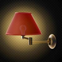 3d realistic icon. Modern table lamp with metal decorative leg. Glowing light in the dark. vector
