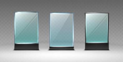 3d realistic icon display glass stand or acrylic table tent. Empty menu frame. vector