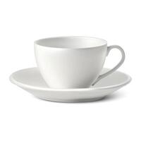 Isolated 3d realistic white porcelain cup with a plate on white background. vector