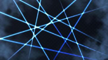 Blue lazer background with realistic fog. illustration. Light beam security. vector