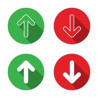 Up and down direction arrow icon with long shadow vector