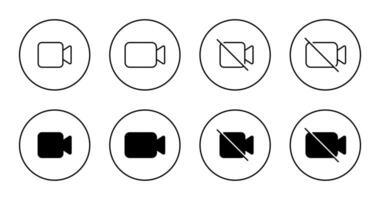 camera icon set collection on circle line vector