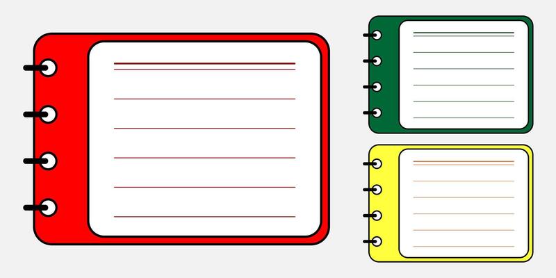 Set of colorful note papers on a white background.