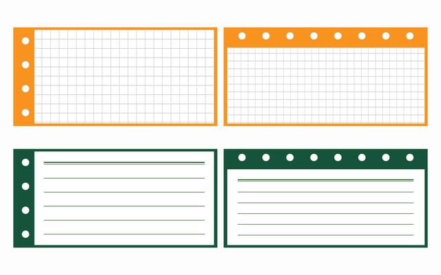Set of colorful note papers on a white background.