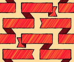 Drawing styled seamless pattern with ribbons vector