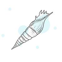 Scallop sea shell, sketch style illustration isolated on white background. Hand drawn illustration of sea Shell on isolated background. Drawing of Scallop on outline style. vector