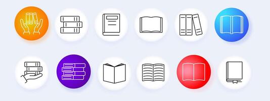 Reading and books set icon. Book, library, open, read, knowledge, education, literature, , graphic, study. vector