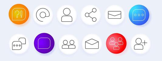 Communication and networking icon set. Messaging, contact, user, email, group, network, chat, , graphic. vector