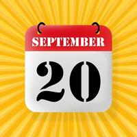 20 September. Speech bubble with calendar 2024, 2025. Year, month, day, week, time management. Planning concept. 3d illustration. Pop art style. line icon for Business and Advertising vector