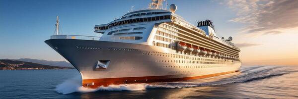 large cruise ship on ocean photo