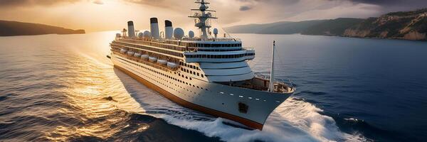 large cruise ship on ocean photo