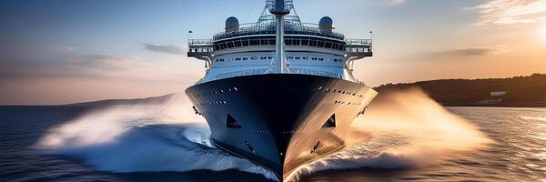 large cruise ship on ocean photo