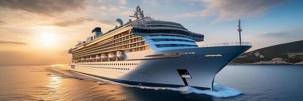 large cruise ship on ocean photo