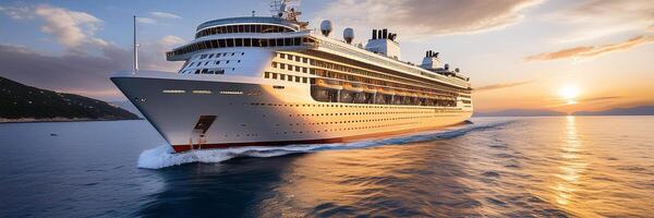 large cruise ship on ocean photo